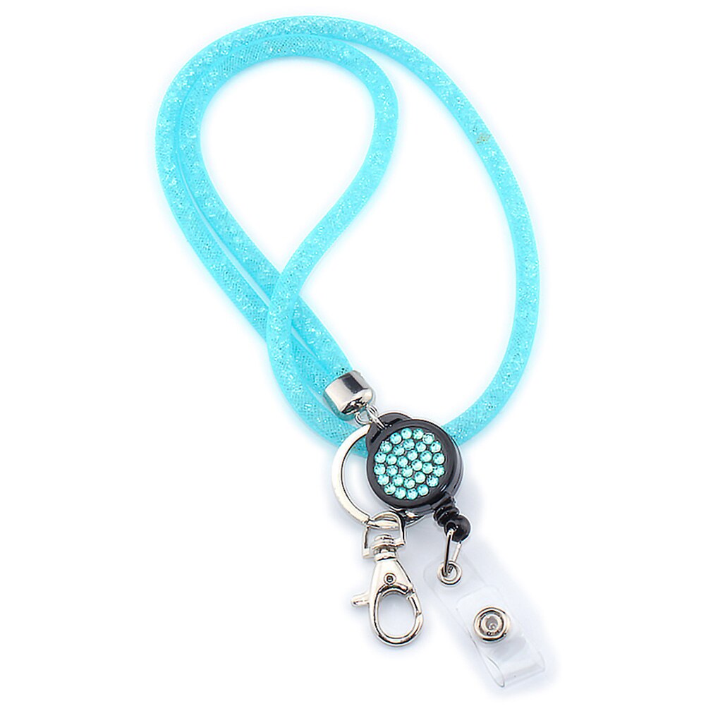 Mobile Phone Lanyard Crystal Hanging Rope Badges Keychain Lightweight Necklace Strap For Cellphones Mesh Holder Office Universal: Blue