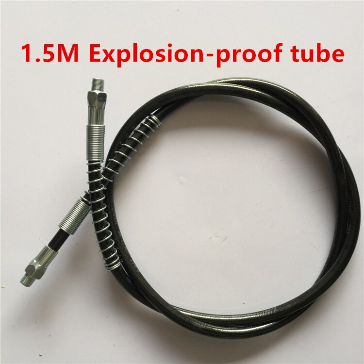grease gun barrel manual gun hard rod pneumatic extended explosion-proof steel wire hose joint grease nozzle universal: Black