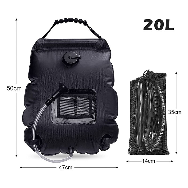 Solar Shower Camping Shower, 20L Camping Shower Bag Portable Outdoor Shower Solar Garden Shower Heating Solar Shower