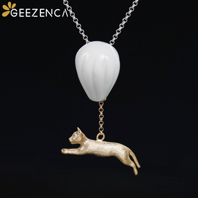 925 Sterling Zilver Luchtballon Kat Hanger - Fijne Sieraden voor Dames