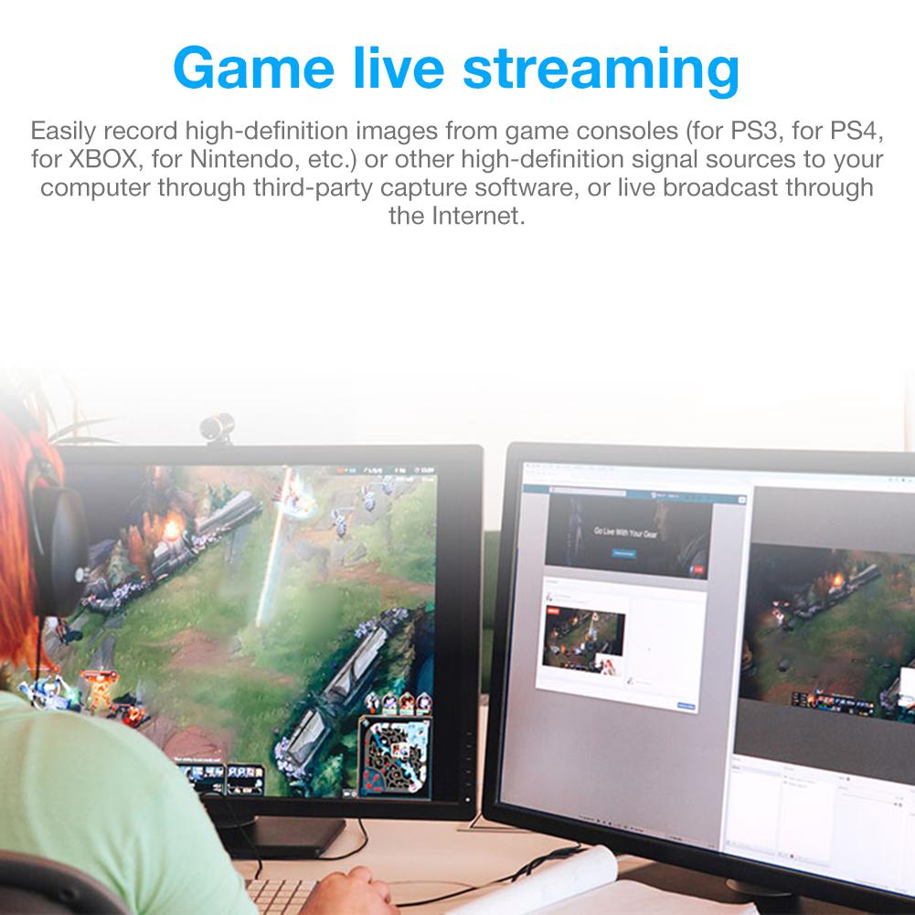 USB2.0 Capture Card HDMI Video Game Converter with Loop Out HDMI to USB Capture Device