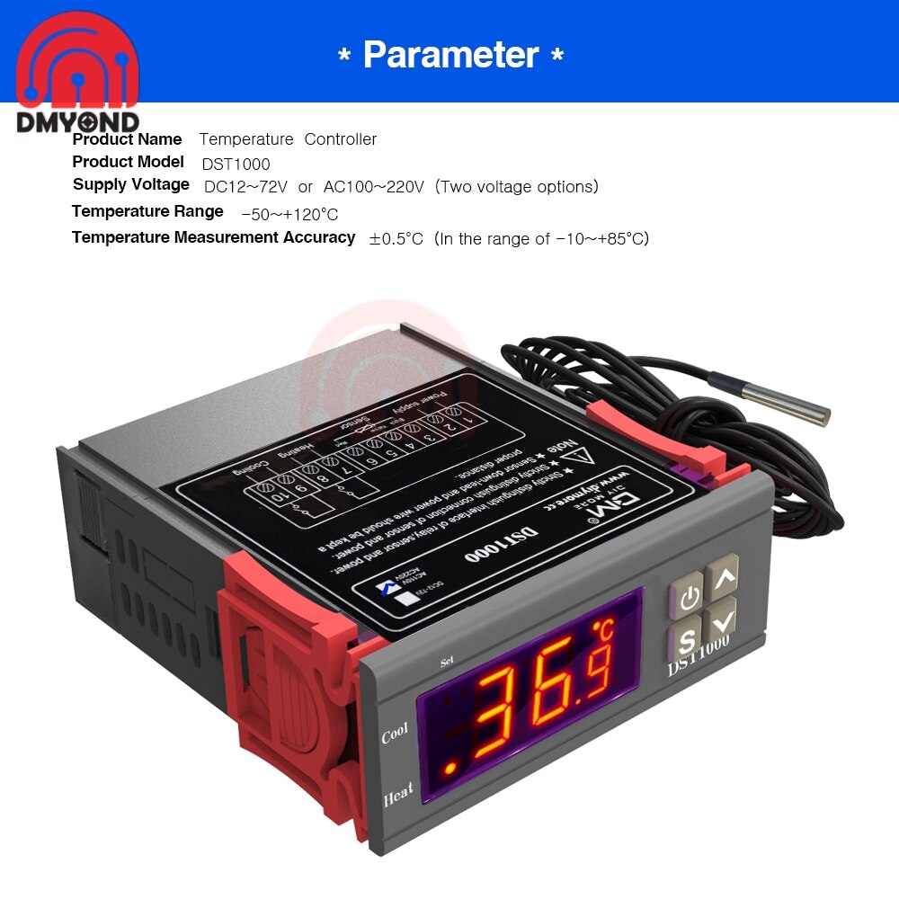 Dst 1000 ac 110-230v enkel display digitale thermostaat temperatuurregelaar regeling waterdicht  ds18 b 20 sensor vervangen stc -1000
