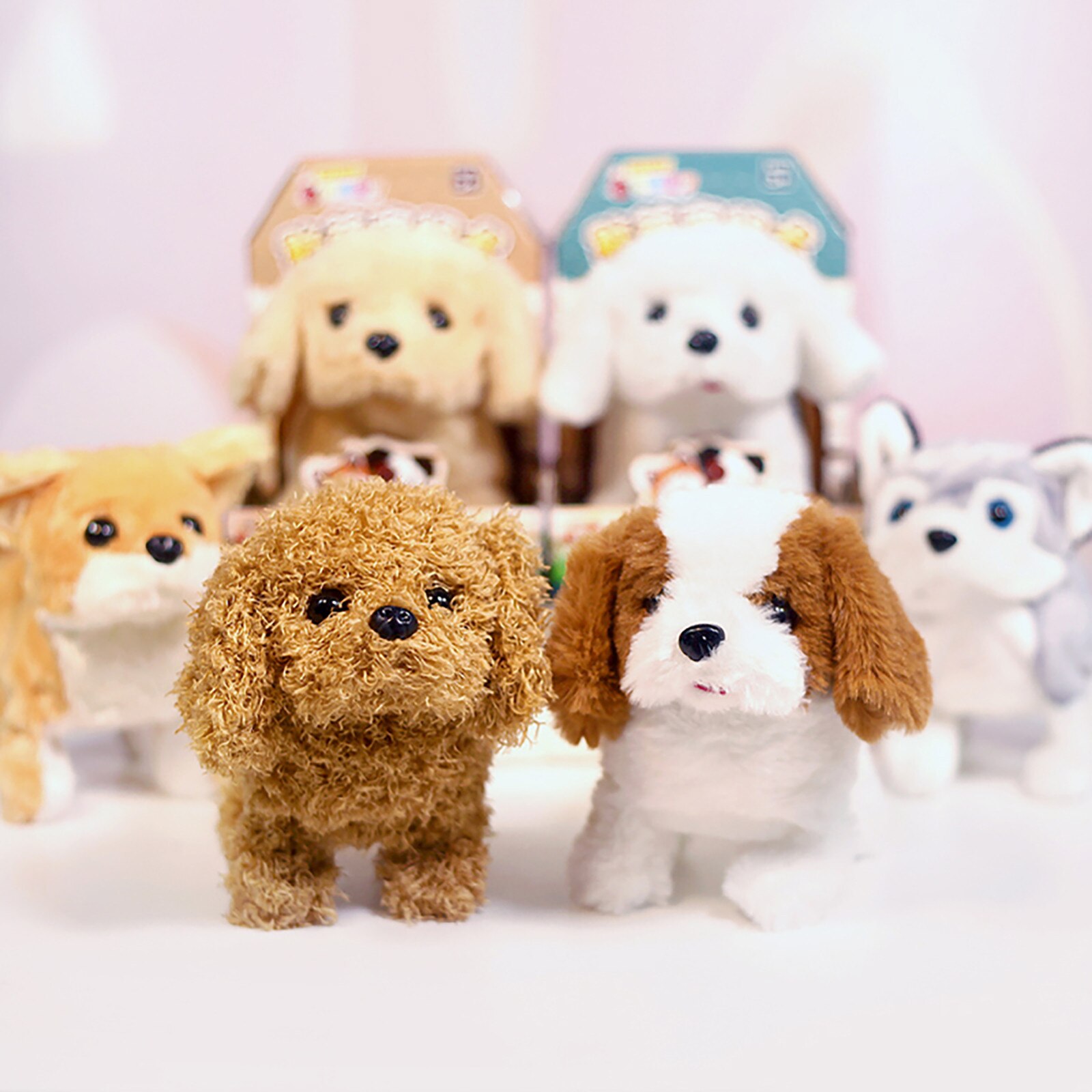 Roboter Hund Elektronische Hund Plüsch Welpen springen wedeln Schwanz Leine Teddy Spielzeug Weg Rinde Lustige Spielzeug Für freundlicher Geburtstag Weihnachten