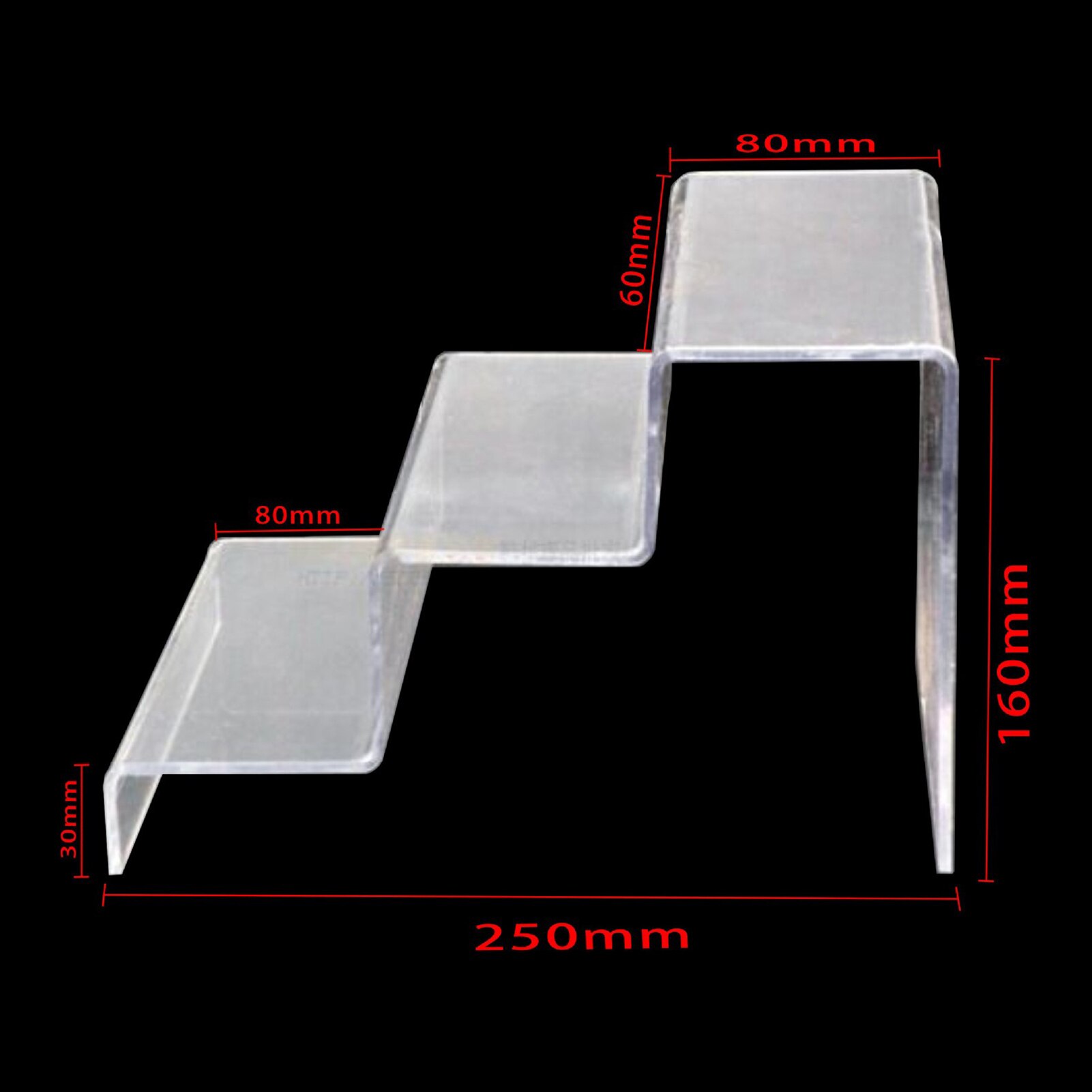 2/3 Steps Ladder Display Stand Function Acrylic Riser Clear Durable Shoes Display Stand Shelf Eye-catching Raised Layer: B