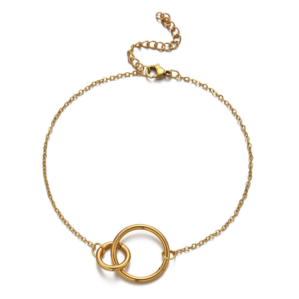 Rvs Multilayers Vierkante Ketting Charme Armbanden Voor Vrouwen Pijl Cirkel Koppels Armband Sets Vintage Sieraden: SA216-02-Gold