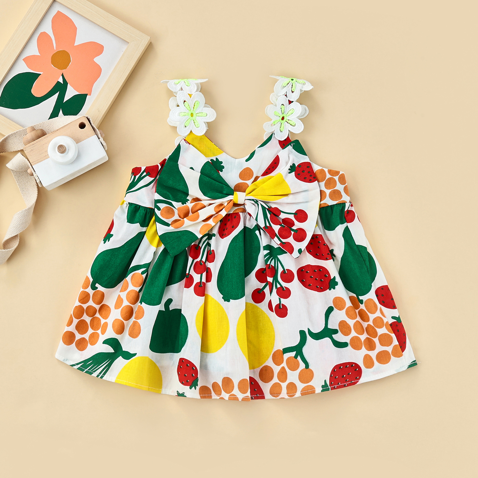 Vêtements d'été pour bébés filles, jolie robe de plage en coton imprimé Floral, sans manches, à bretelles, tenue de princesse