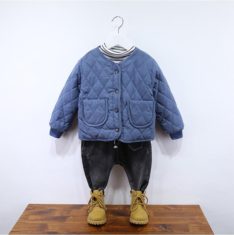 Veste d'hiver en coton en forme de diamant | blouson d'hiver: Bleu / 18M