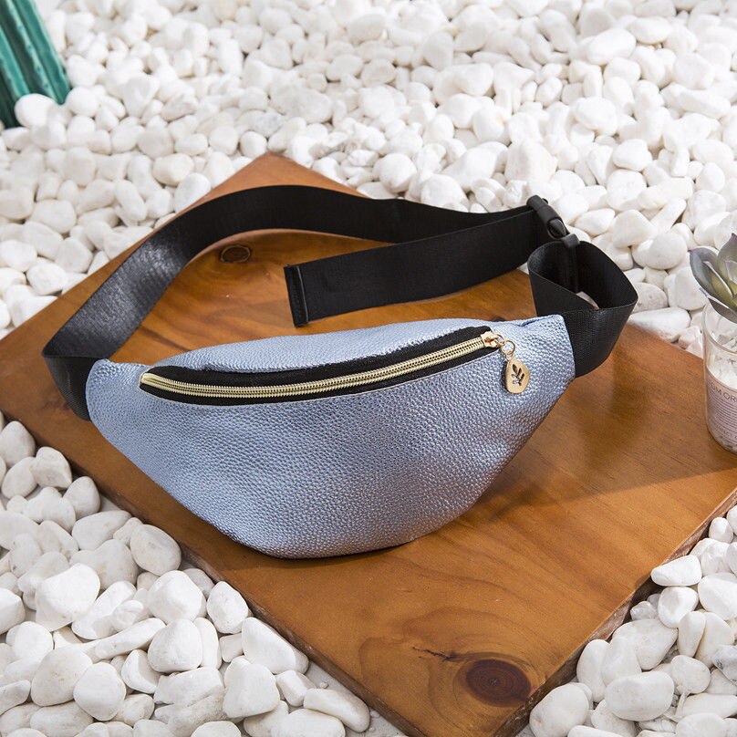 Vanntett midje fanny pack belte bag veske reise sport hip veske menn kvinner rygg dame pu ensfarget midje pakker
