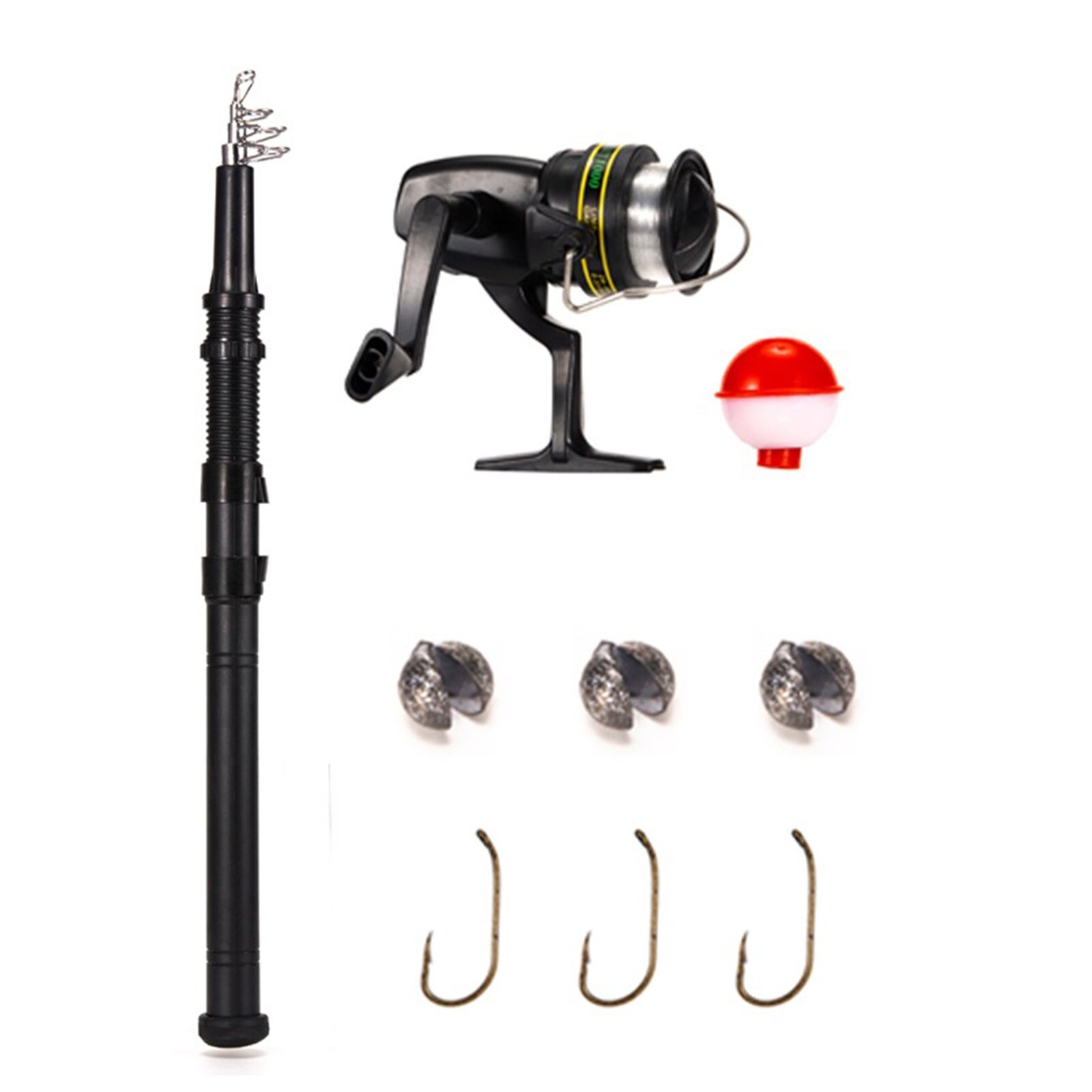 Draagbare 9 Stks/set TF105 1.6M Hengel Reel Tackle Gear Gereedschap Staaf Combo Set Accessoires: Default Title