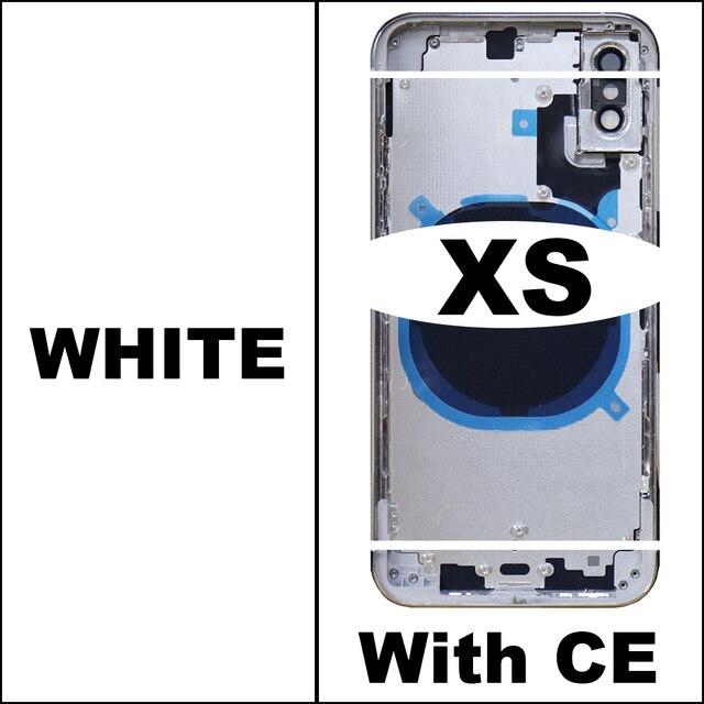 Voor Iphone Xs Xs Max Batterij Back Cover + Midden Chassis Frame + Sim Tray + Side Key Onderdelen Behuizing case Geen Flex Kabel +: iphone XS-White- CE