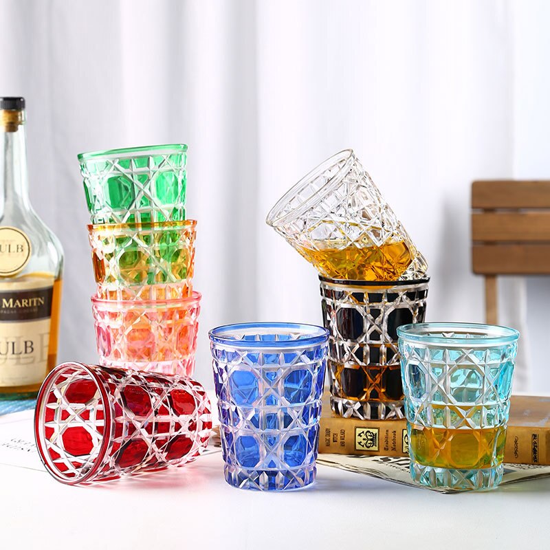 Water Cup Glas Rotan Plaid Mark Sterrenhemel Cup Creatieve Water Cup Bar Ktv Levert Gesneden Glas Water Cup 1pc/2Pc