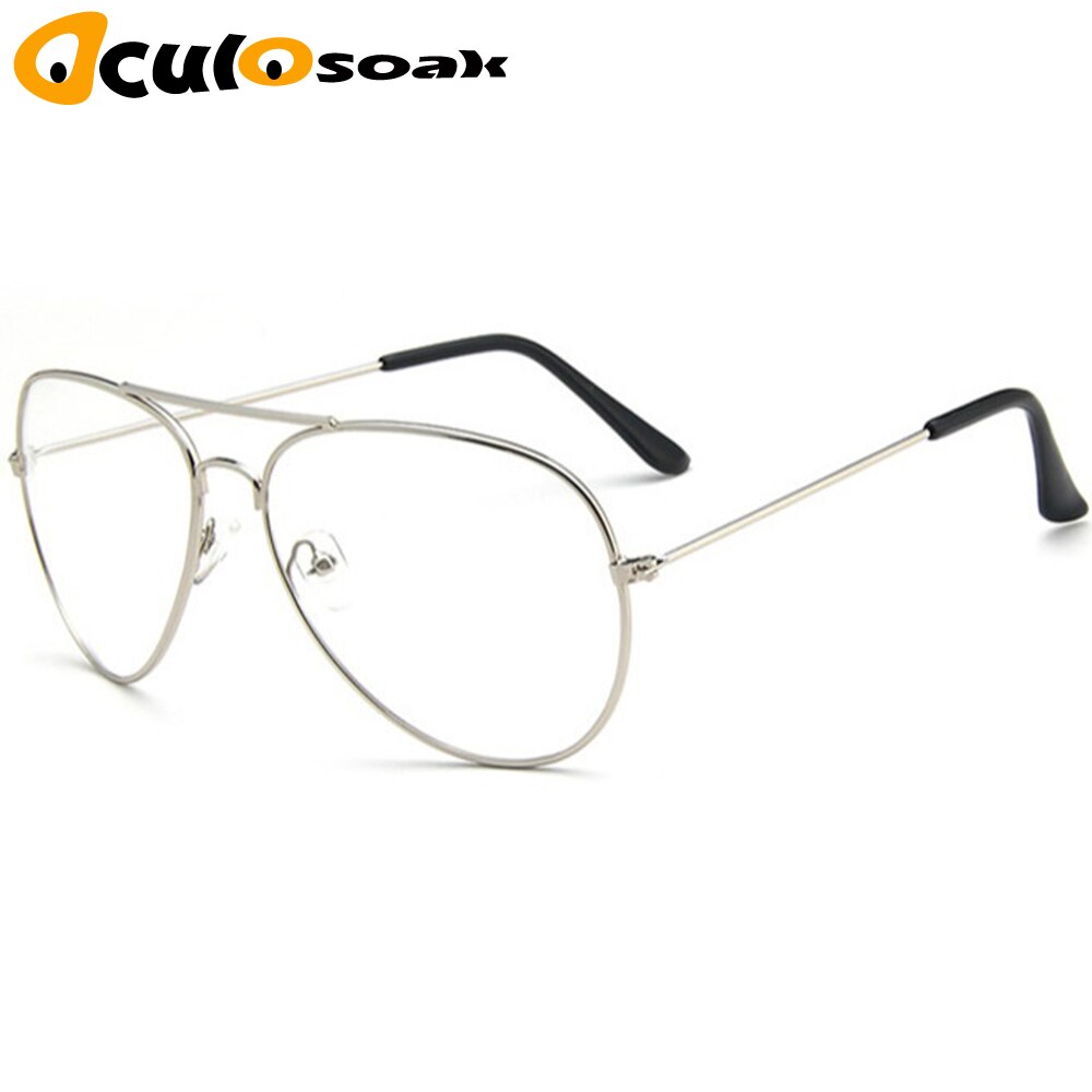 Classic Clear Glazen Goud Frame Vintage Zonnebril Vrouwen Mannen Optische Luchtvaart Brillen Transparant Clear Oculos De Grau: Silver