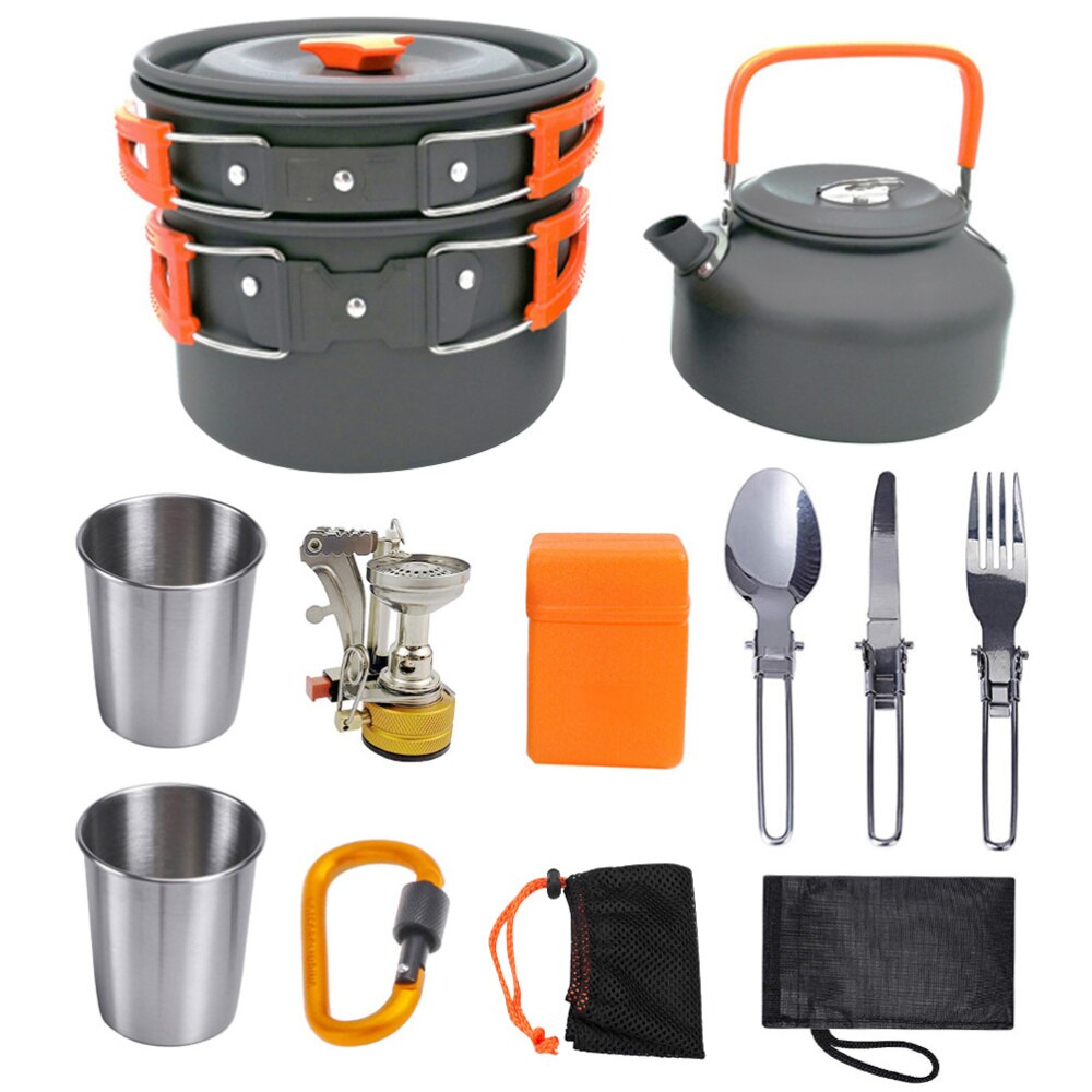 Kyraton Camping Kookgerei Set 15 Pack, Camping Kookgerei, Camping Benodigdheden, Draagbare Camping Keukengerei Set, Ldeal voor Backpacking, Barbecueën, Kamperen en Wandelen Trips