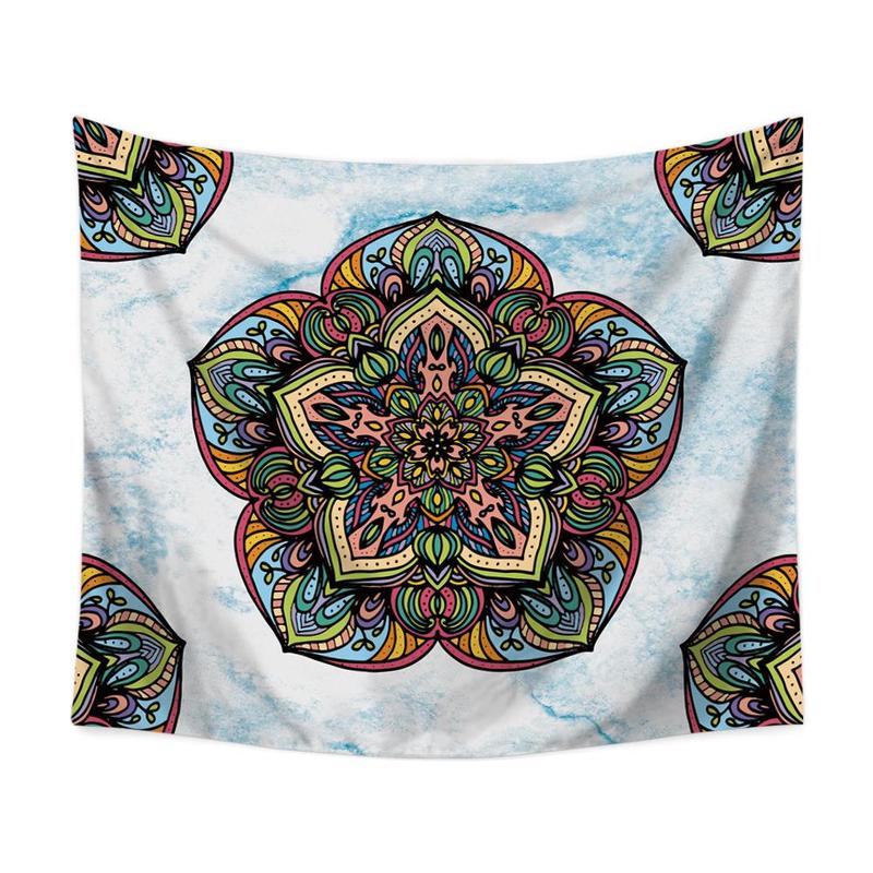Tapiz de Mandala negro, tapiz de Mandala bohemio, tapiz de Mandala gris, mármol, dorado, azul, para colgar en la pared, tapiz indio bohemio de playa, manta, colchón: A