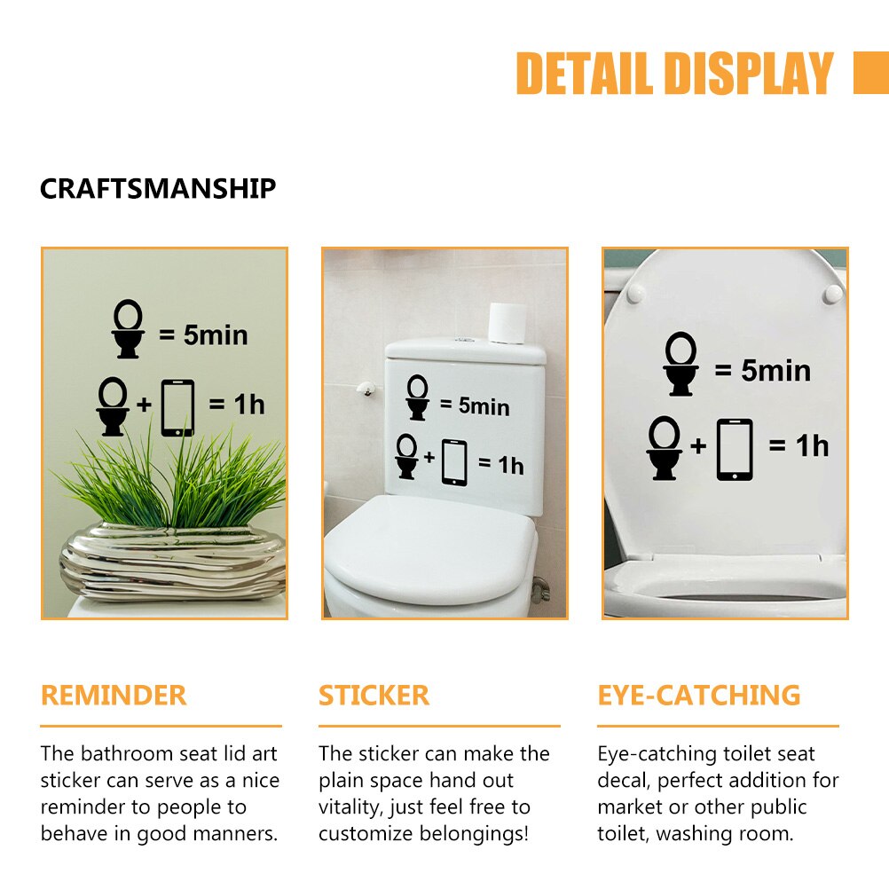 2 Sheets of Toilet Lid Sign Decal Toilet Seat Stickers Adhesive Toilet Lid Stickers