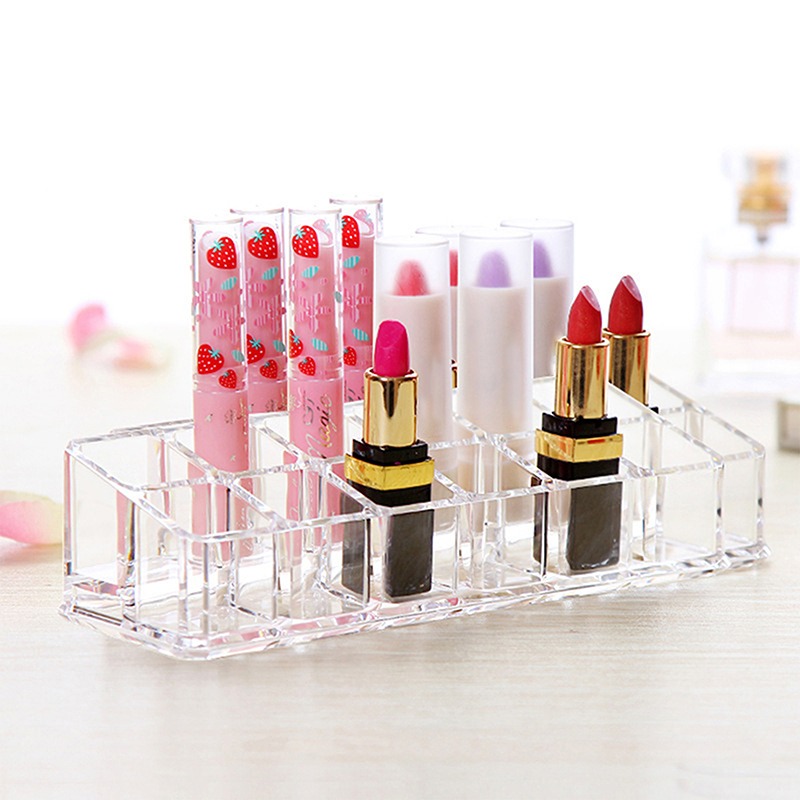 24 Grids Acrylic Makeup Lipstick Organizer Box Desktop Lipstick Clear Display Stand Holder Cosmetic Jewelry Storage Organizador