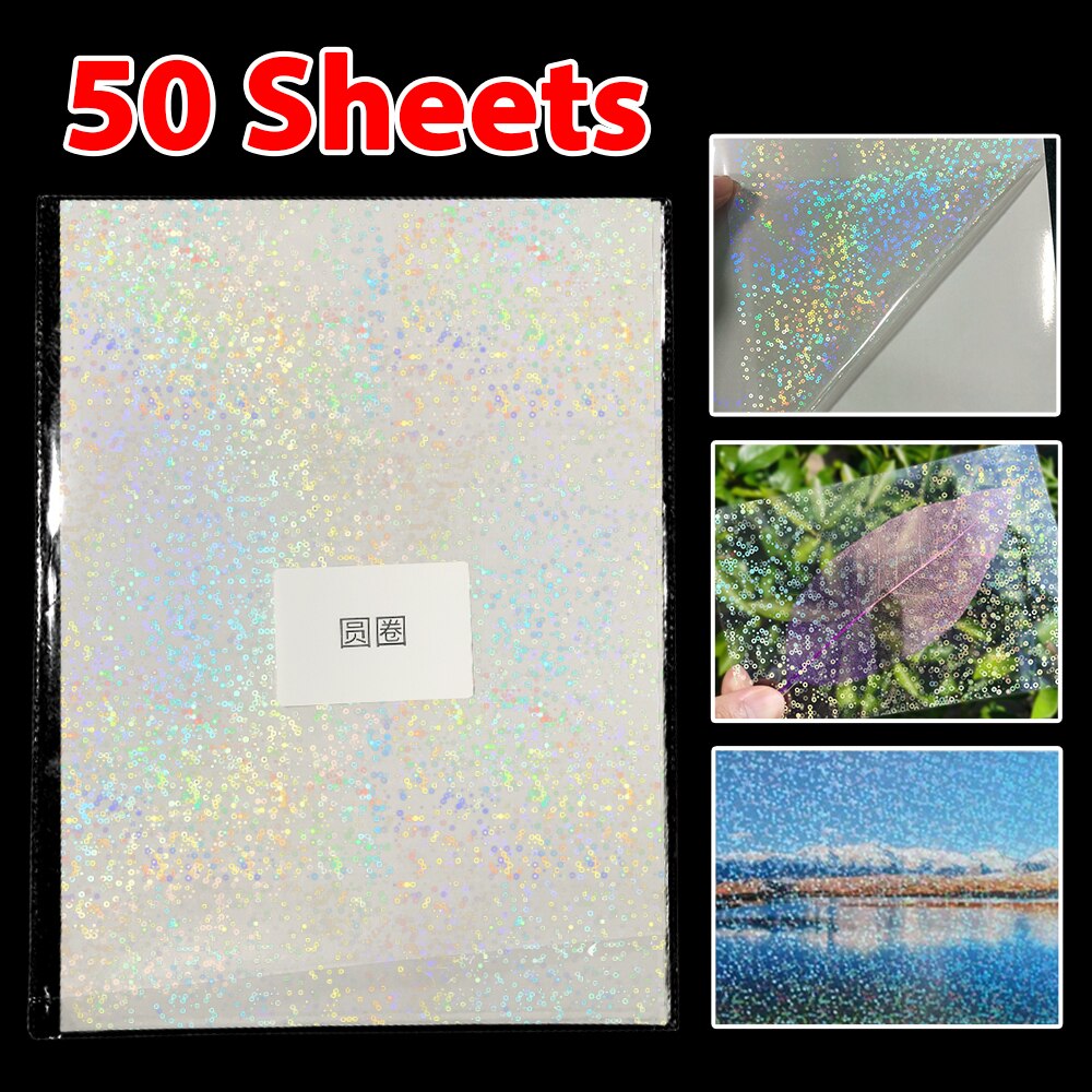 50 Sheets Cold Laminating Film A4 Adhesive Matte Film Black Star Heart Plastic Stamping On Photo Laminating Film to DIY Card: 50Sheets Circle