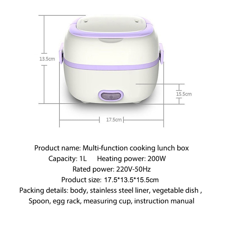 Mini Rice Cooker Thermal Heating Electric Lunch Box 2 Layers Portable Food Steamer Cooking Container Multifunctional Lunchbox