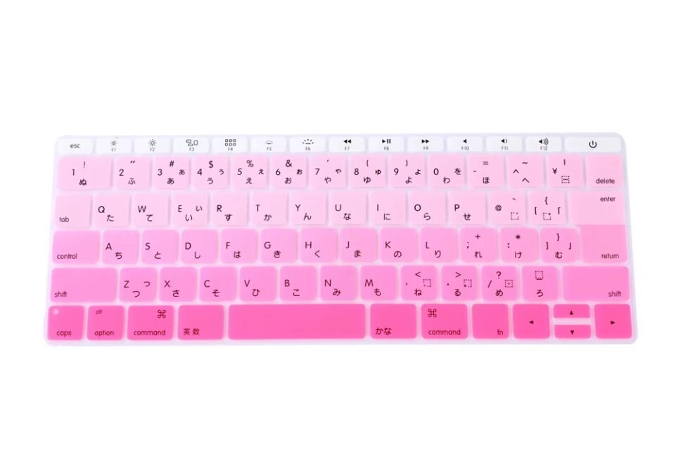 Japanese Silicone Keyboard Cover Skin For Macbook Pro 13" A1708 Version,No Touch Bar) For Mac 12" A1534 Japan Version: Gradient Pink