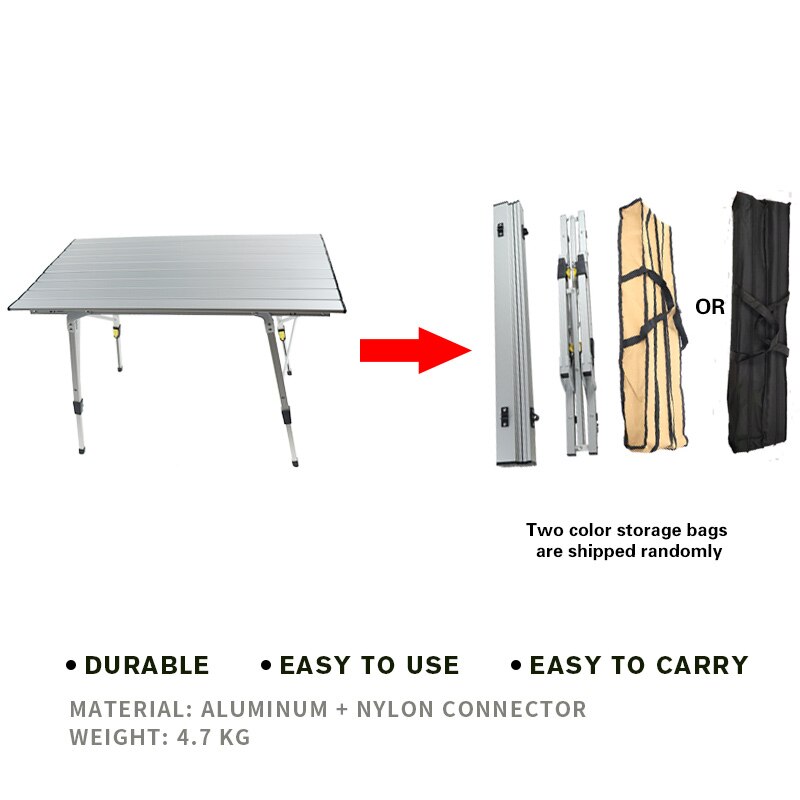Folding Camping Table Portable Adjustable Height Lightweight Aluminum Folding Table for Outdoor Picnic Cooking