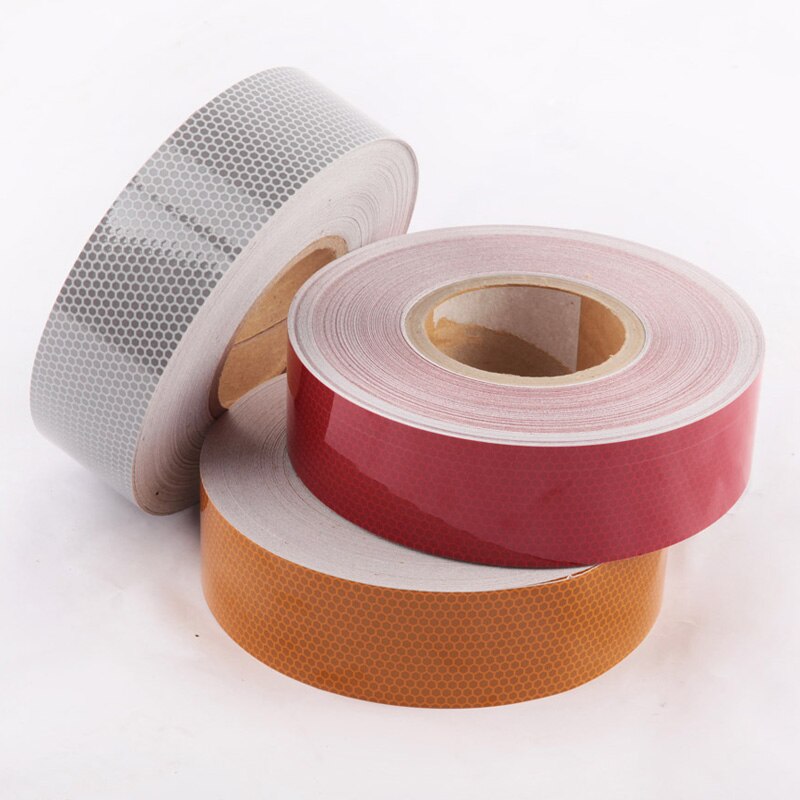 Autocollants matériau réfléchissant 5cm x 1m, bande adhésive haute résistance pour voiture, pour camion, autocollants de sécurité, accessoires de moto rouge blanc