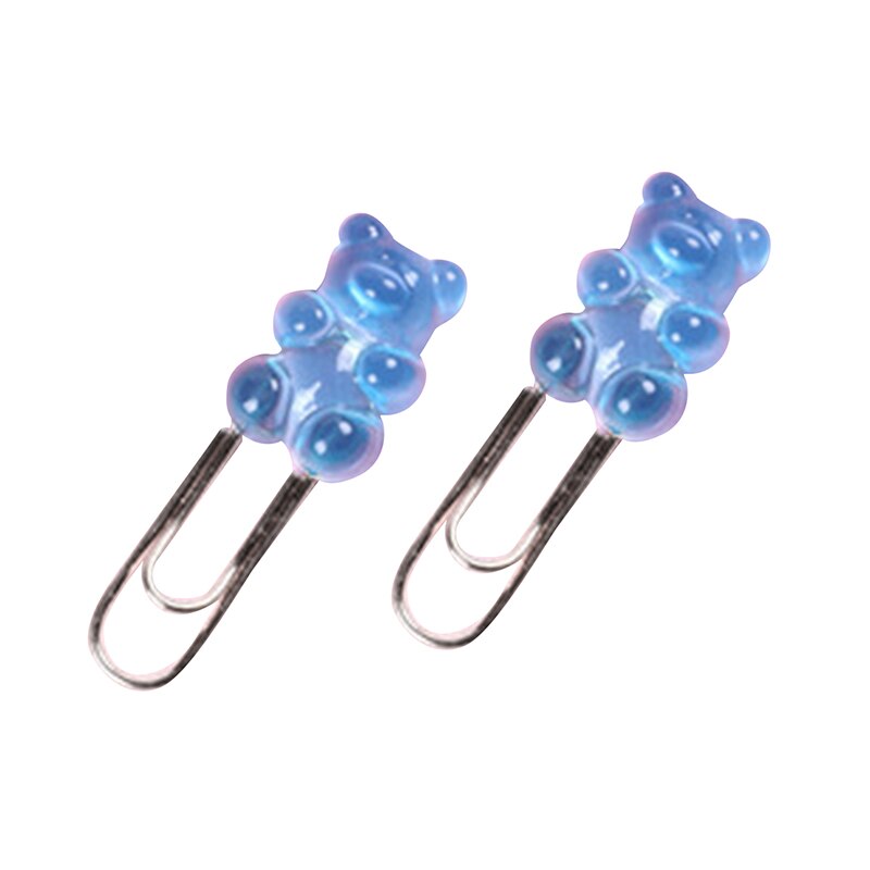 10pcs Cute Tool Accessories Rainbow Bear Home DIY Multi-function Craft Kit Paper Clip Decorative Bookmark Binder File Clips: blue 10 pcs