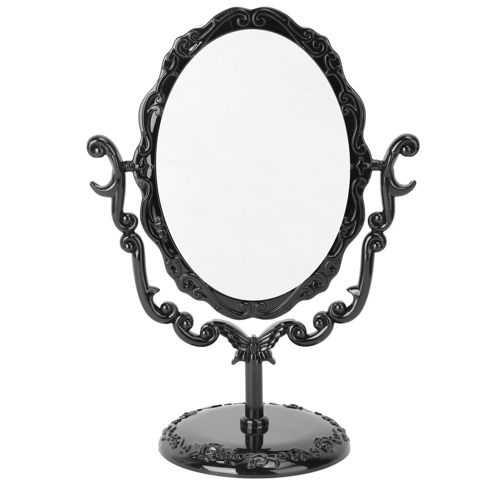 Miroir de maquillage gothique Vintage, Table de bureau, rotatif, Rose, cosmétique, miroir latéral (noir): Default Title