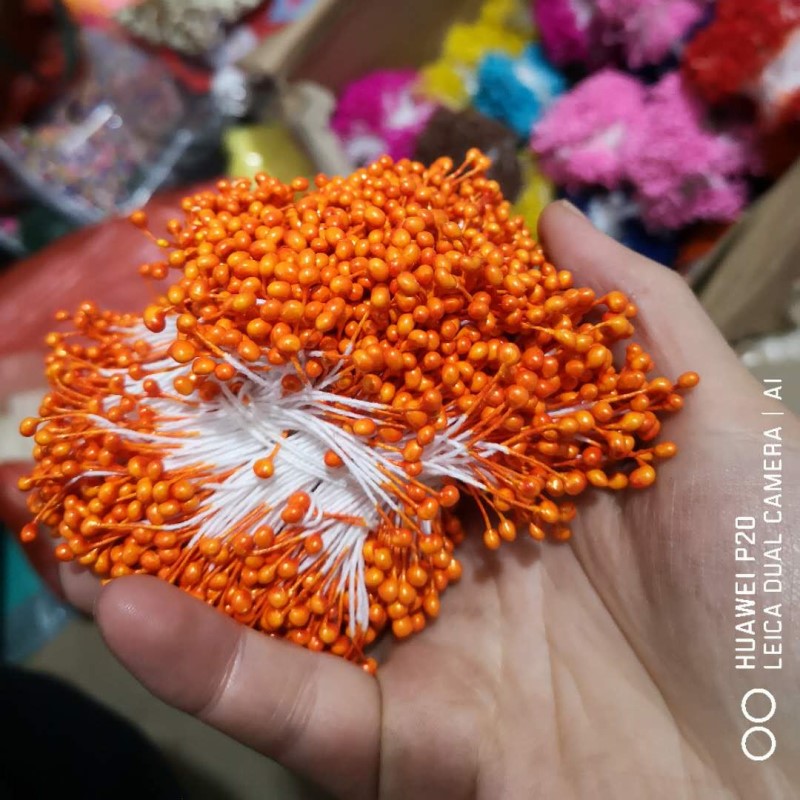 Estambres de flores artificiales para decoración de tartas, adornos de perlas de doble cabeza, varios colores, 3mm de longitud, 65mm, 500 piezas: Morado