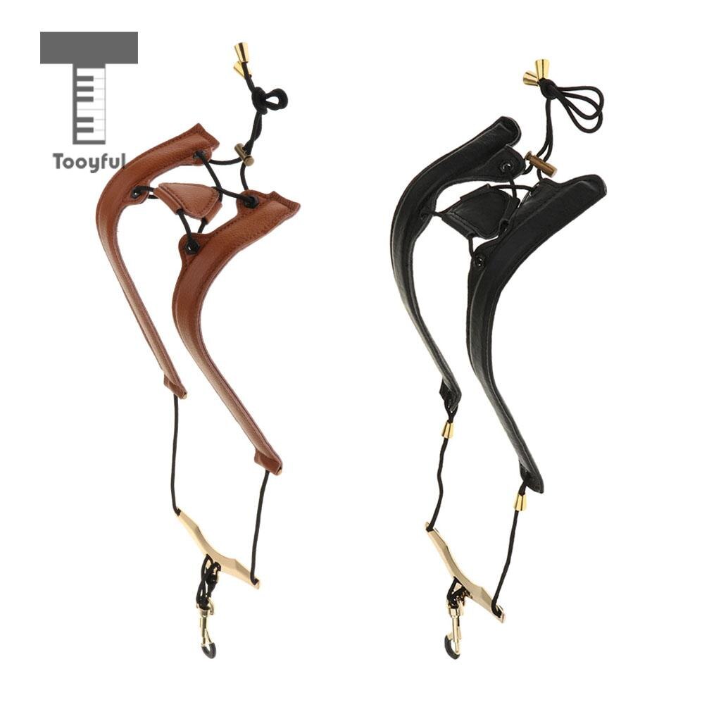 Tooyful Leather Saxophone Neck Strap - Adjustable Width 24mm - for Alto Tenor Soprano Sax