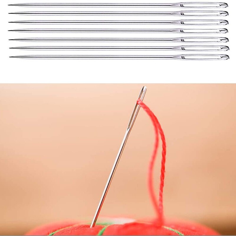 Imzay agujas de coser de ojo grande, aguja de costura de ojo grande, agujas para adornos de cuentas, agujas de punto de cruz tapicería cosida a mano, herramientas