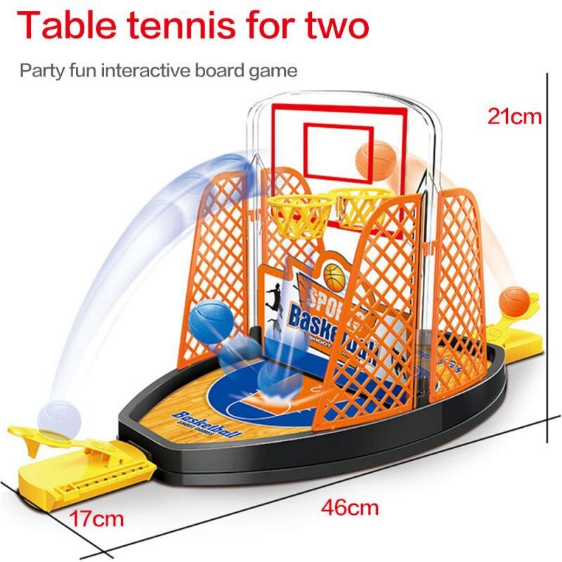 Mini juego de mesa de proyección de dedos deportivos de dos vías, cancha de baloncesto, interacción entre padres e hijos