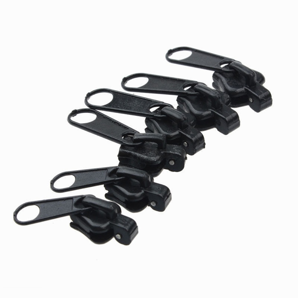 6 PCS/Bag Universal Instant Fix Zipper Repair Kit Replacement Zip Slider Teeth Rescue Zippers For Sewing Clothes: All black 6pcs