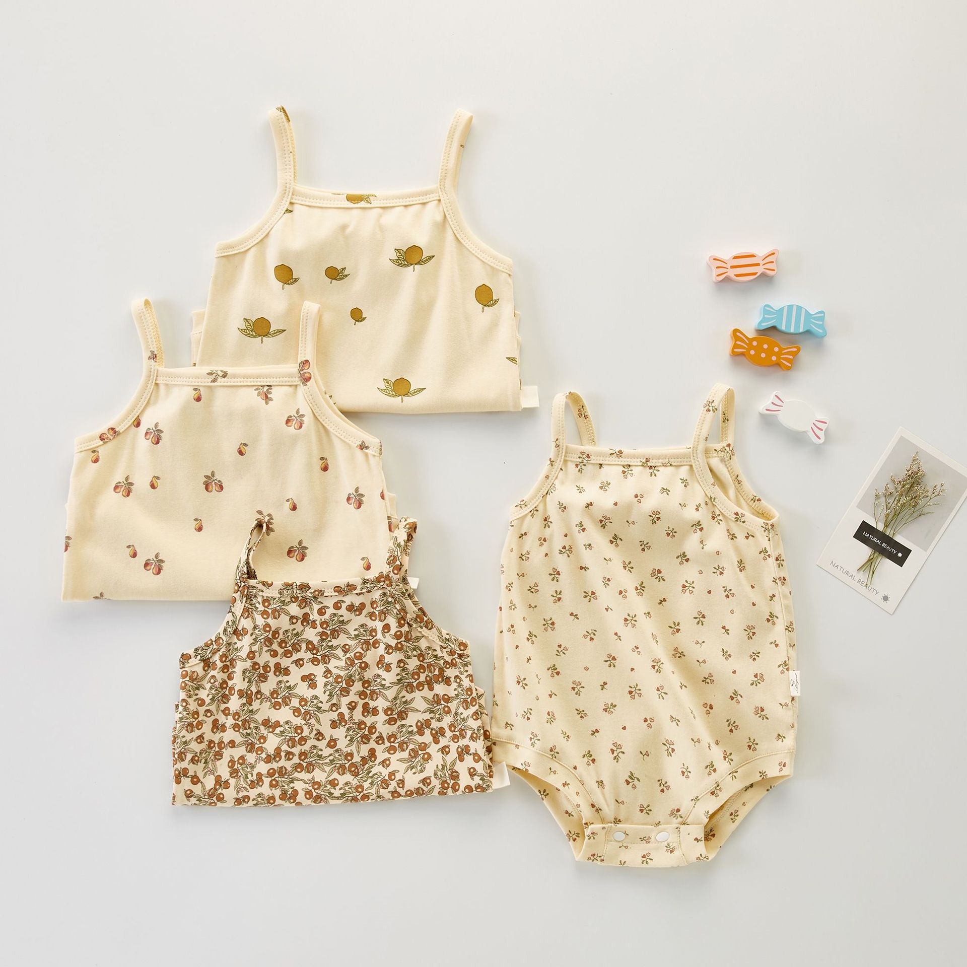 BOBOTCNUNU 2022 Summer Baby Clothes Toddler Girls Camisole One Piece Sleeveless Infant Clothes