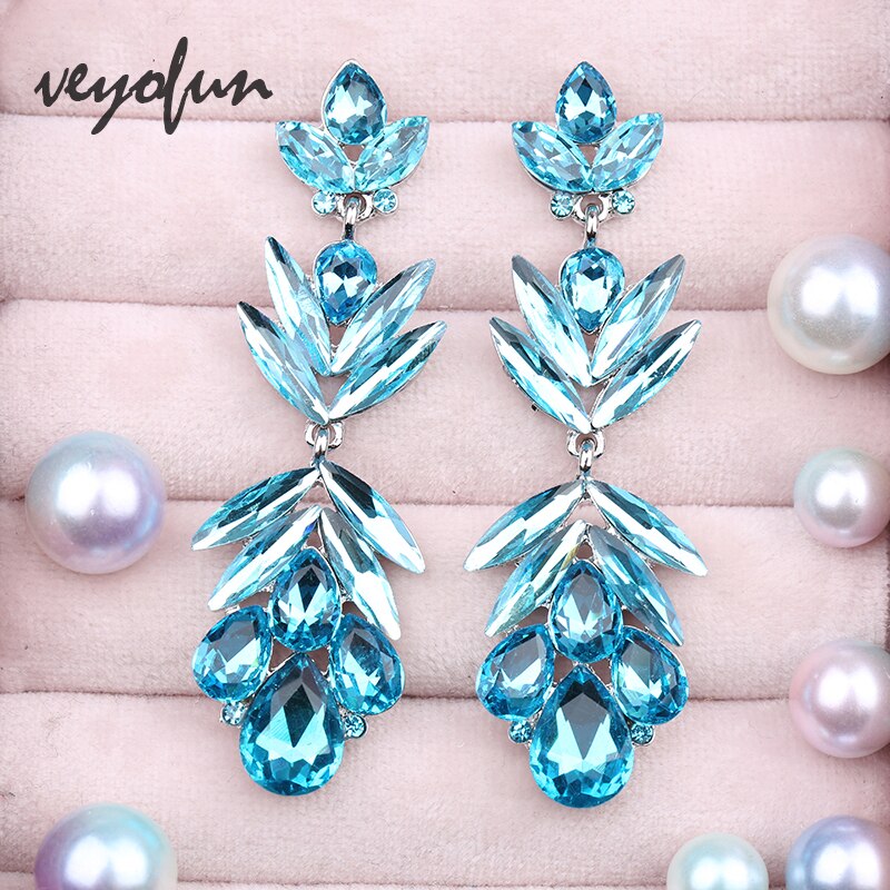 Veyofun Geometrische Crystal Oorbellen Hyperbole Bridal Dangle Oorbellen Mode-sieraden Voor Vrouwen: bule
