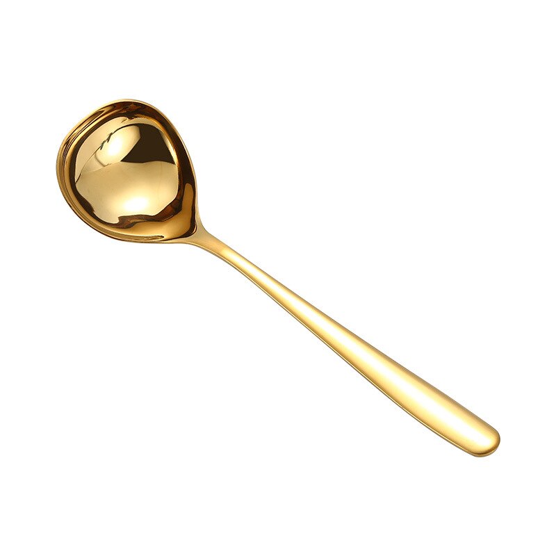304 Stainless Steel Multi-purpose Soup Spoon 20.3CM(Long) Sauce Spoon Deep Bottom Spoons Cute Kitchen Spoon Cucharas: Gold