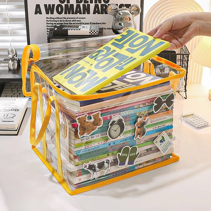 Boîte à livres pliable, salle de classe de dortoir d'étudiants, boîte de rangement de livres, boîte de tri et de rangement de livres ménagers transparente et étanche