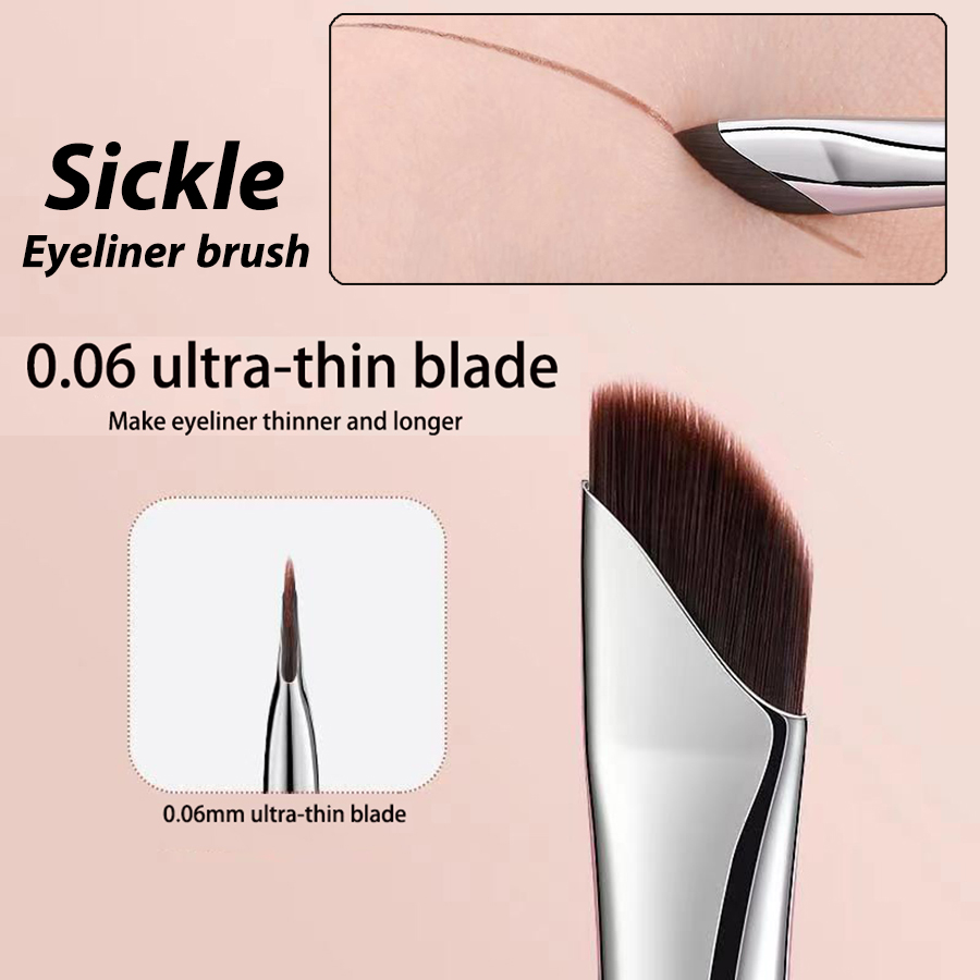 Eyeliner-Pinsel mit abgewinkelter Klinge, dünner Augenbrauenpinsel, Sichel-Eyeliner, flüssiges Gel, Eyeliner-Pinsel, dünner abgewinkelter Eyeliner, machen-hoch-Werkzeug