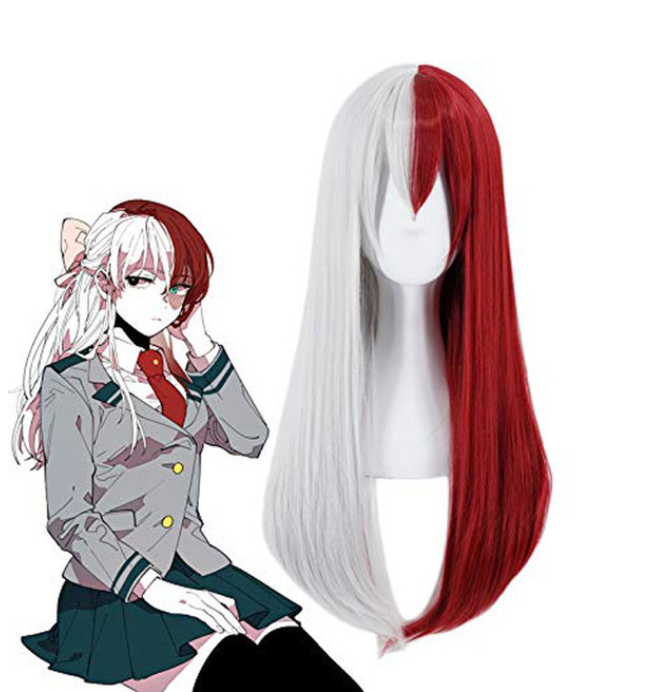 My Hero Academia Anime Midoriya Izuku Cosplay Costume Todoroki Shoto School Uniform Set Wig Suit Unisex Halloween Role Play: XXL / Ivory