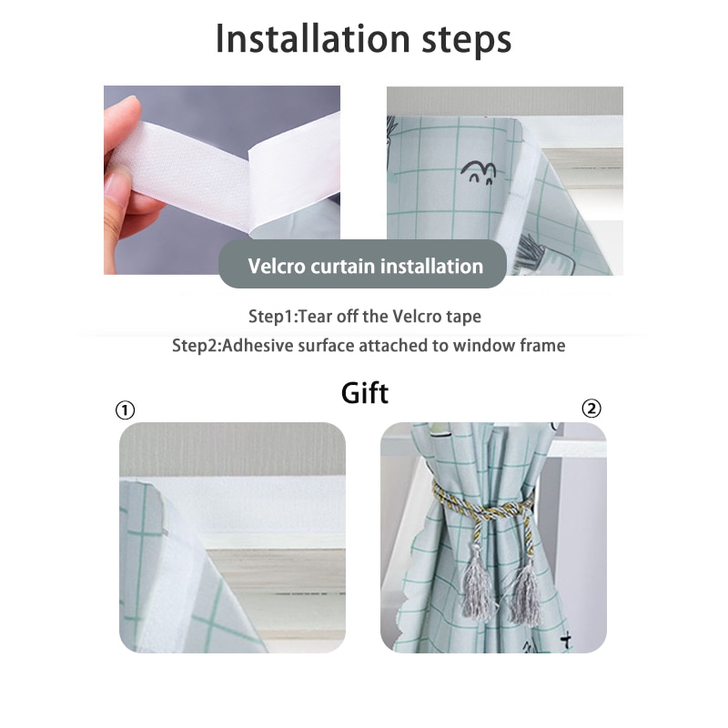 Velcro Blackout Curtains Punch-free Easy Install Blind Drapes Modern Style Living Room Bedroom Window Treatments Home Decor