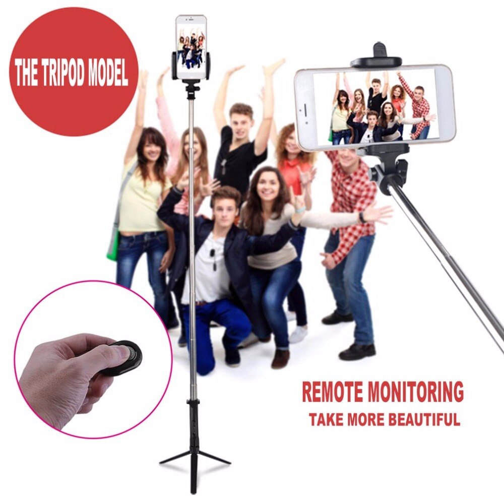 Trådløs selfie stick  bt 4.0 fjernudløser håndholdt mobiltelefon selfie stick monopod stativ holder til ios android smartphones