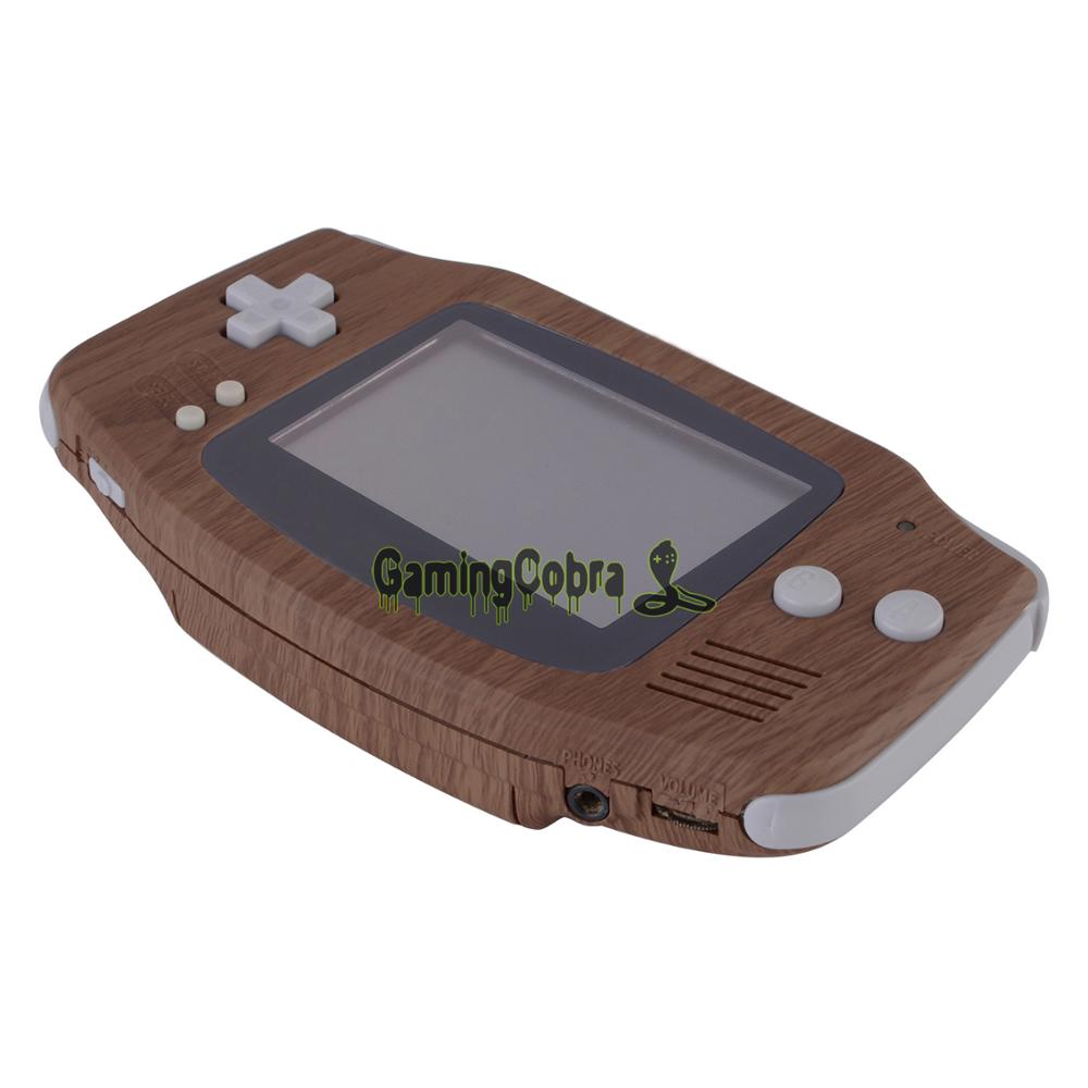 Grain de bois à motifs doux au toucher remplacement coque complète avec boutons tournevis pour Gameboy Advance - GBAS201