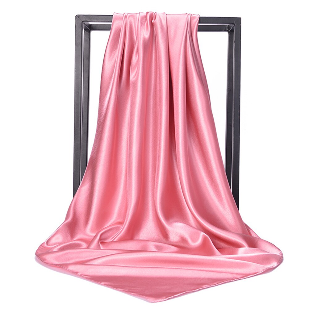 Neliönmuotoinen huivi kääre naisten suuret satiini silkkihuivit yksivärinen muslimi hijab huivi femme huivi elegantti kaulahuivi pehmeä huivi