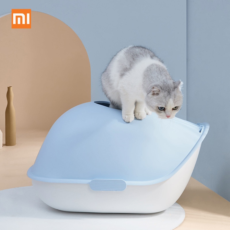 Original Xiaomi Mijia Furrytail Pet Toilet Box Dual Use Cat Litter Case Cats Lavatory Anti-Splash Loo Sandbox Cat Potty for Home