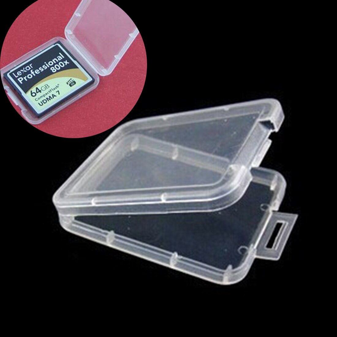 Centechia transparante 10 stuks cf-kaartdoos, geheugenkaarthouder, compact flash-kaarthouder, transparante milieuvriendelijke plastic behuizing