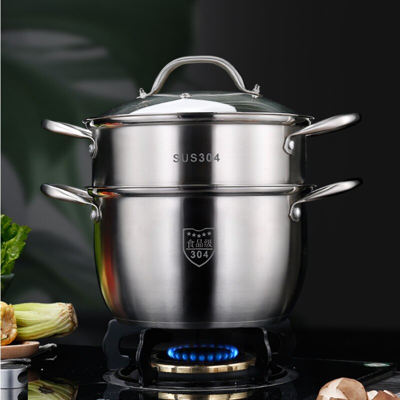 Kitchen Stainless Steel Thick Steamer pot Soup Universal Cooking Pots for Induction Cooker Gas Stove steam pot