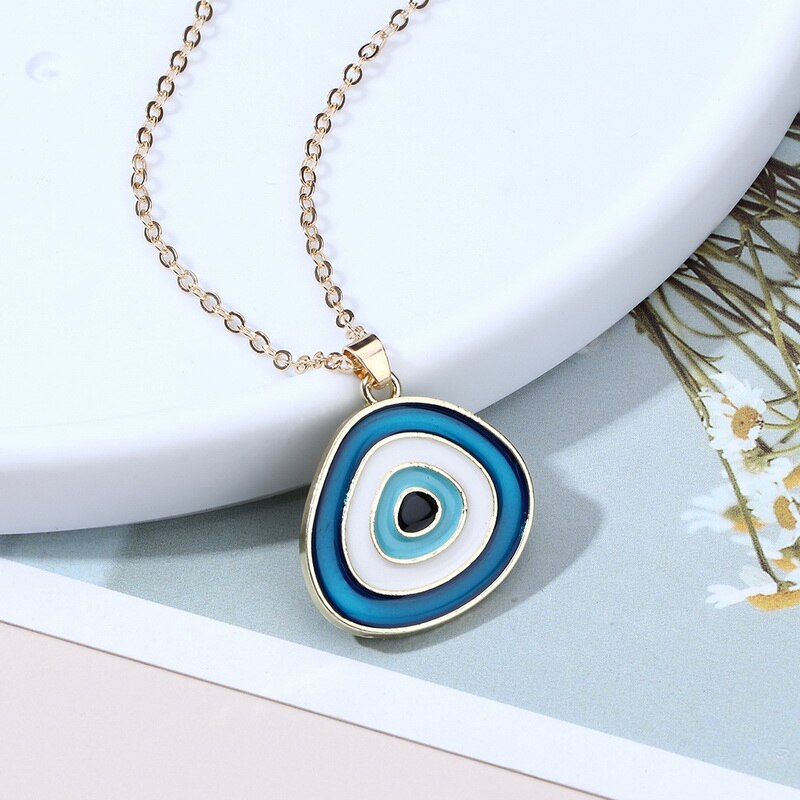 Simple Turkish Evil Eye Pendant Necklace For Women Colorful Enamel Lucky Eyes Choker Necklace Jewelry Trendy Clavicle Chain