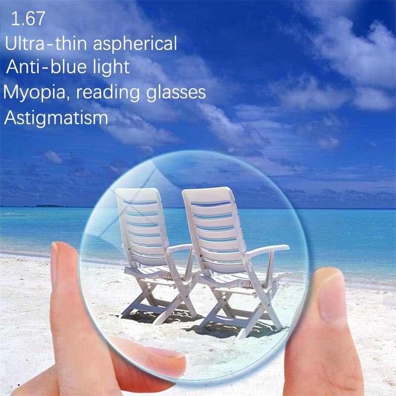 1.67 Blue Light Glasses Transparent Lens Nerd Myopia Glasses Women Aspherical Waterproof Astigmatism Plus Hard prescription Lens