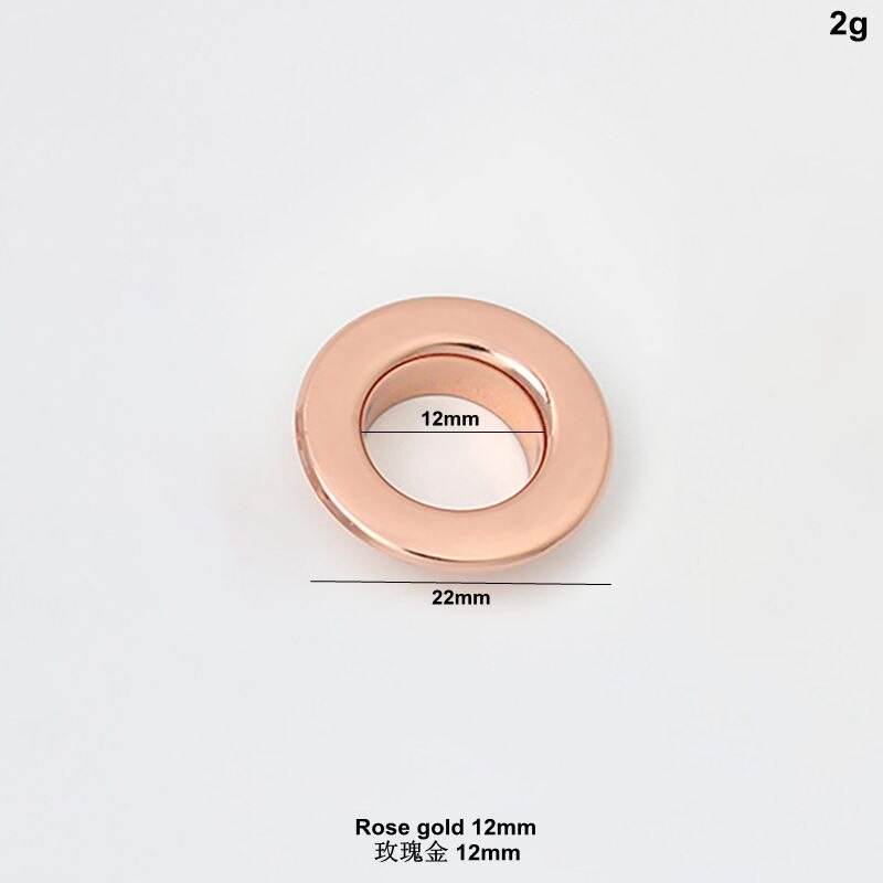 50-100 Stuks Koper Materiaal 6Mm 8Mm 10Mm 12Mm Rose Gold Geduwd grommet Tassen Ingedrukt Ronde Oogjes: Rose gold 12mm / 100 pieces