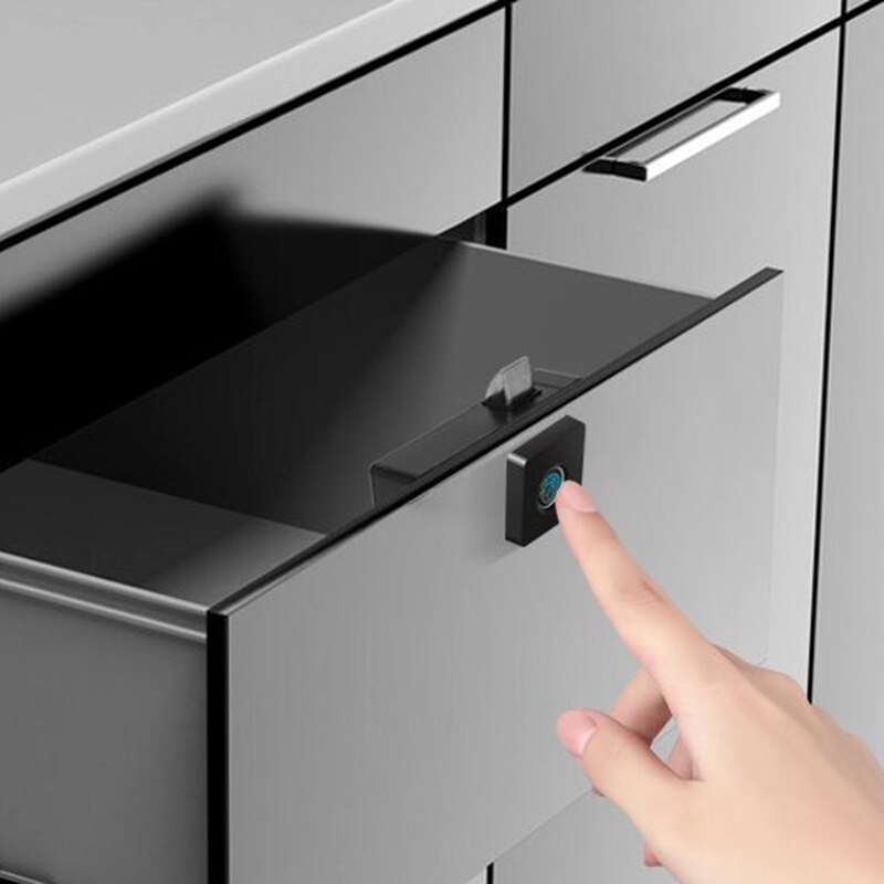 Drawer ligent Electronic Lock File Cabinet Lock Storage Cabinet Fingerprint Lock Cabinet Door Fingerprint Lock Furniture(Bl