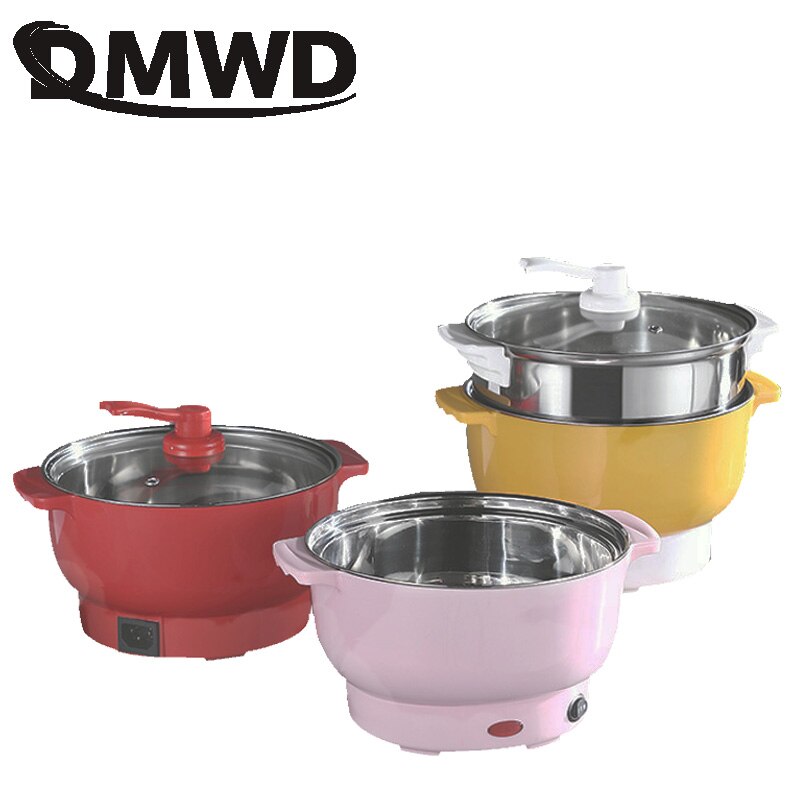 DMWD Multifunktions Reiskocher Elektrische Pfanne Nudel Kochen Topf Ei Omelett Pfanne Mini Eintopf Lebensmittel Dampfer Suppe Heizung